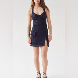 Urban Outfitters Dark Denim Halter Dress